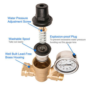 Covna Verstelbare Brass Water Drukreduceerklep En 40Mm 250 / 300 / 400 Bar Vloeistof Gevulde Manometer - Product Image 2
