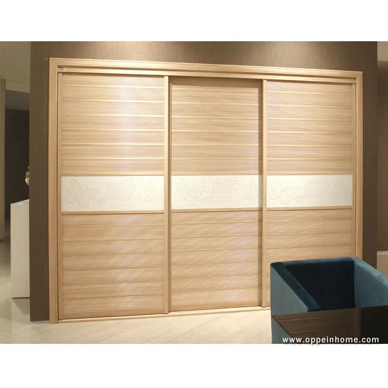 Oppein mobília moderna do quarto 3 portas de correr guarda-roupa de madeira do armário