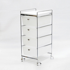 รถเข็นลิ้นชักพลาสติกสีขาว4ชั้นสำหรับองค์กรในห้อง - Product Image 1