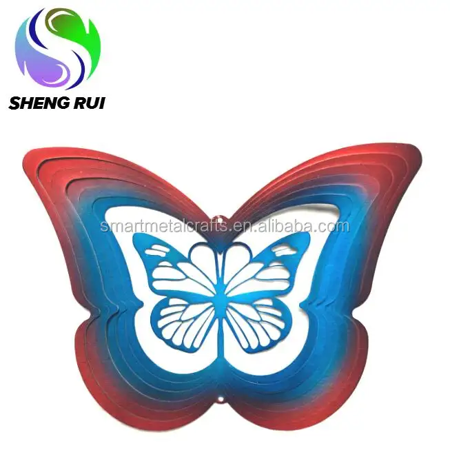 Shengrui Pemutar Angin Kupu-kupu 3D, Pemotong Laser Halaman Logam Ornamen Angin
