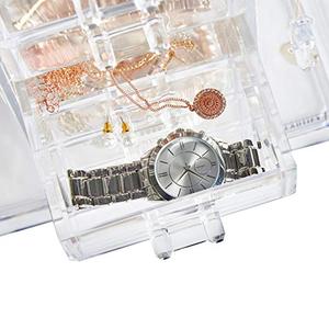 Claro acrílico joyería organizador pecho/MAQUILLAJE caja <span class=keywords><strong>de</strong></span> almacenamiento con 6 cajones y colgante collar titular - Product Image 3