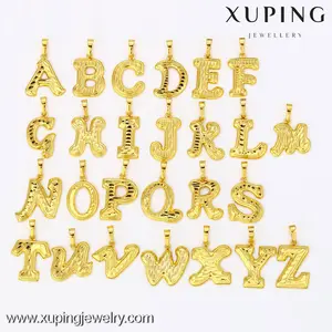 Xuping Liontin Kustom Modis 31961, Liontin Kalung Berlapis Emas Logam Tembaga, Set Liontin Huruf Alfabet Awal