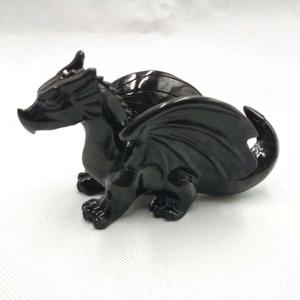 Drago in ossidiana naturale intagliato a mano e lucidato per decorazione - Product Image 2
