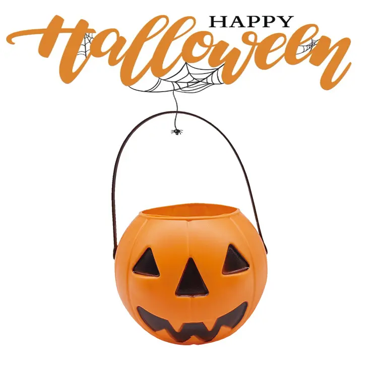 Vente en gros et en promotion Panier à bonbons en plastique personnalisable pour Halloween citrouille accessoires d'Halloween