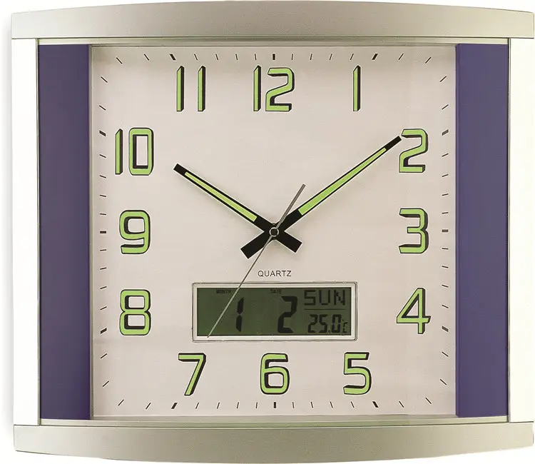 Digitale a cristalli liquidi di plastica al quarzo analogico decorativo orologio da parete calendario