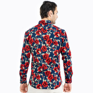 2019 nueva venta al por mayor de los hombres de manga larga estampado Casual modelo Whitespot Redshirt camisa - Product Image 4