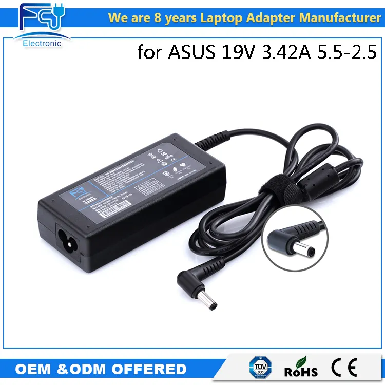 ABS, PC + ABS, PC Logement matériaux portable ac ordinateur portable adaptateur 65 W 19 V 3.42A chargeur pour ASUS