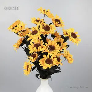 Silk hand made looks realist Artificial retro style PE foam cheap sunflower Plastic flower