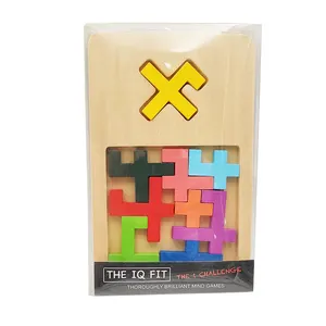 Fond brillant esprit jeux jeu de puzzle coloré jouet en bois IQ jeu cerveau teaser jouet pour les enfants