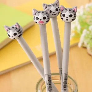2024 mignon Kawaii chat blanc Gel stylo dessin animé en plastique Gel stylos pour écrire bureau fournitures scolaires papeterie coréenne