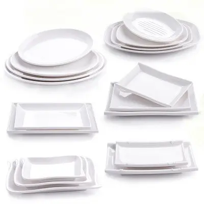 Assiettes à dîner en plastique incassables, 500 pièces, bon marché, vaisselle d'hôtel, assiettes de restaurant