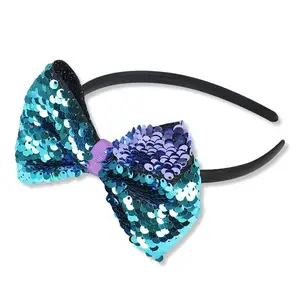 Tracy & Herry Wholesale Chinese Supplier Cute Big Bow Hair Hoop Sequin Bows Children Hairbands For Sale gift