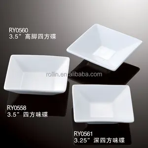 En gros chine fournitures en porcelaine blanche en céramique fine plat carré pour hôtel restaurant