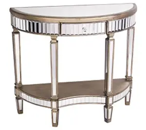 Other Wooden Furniture Antique Design Half Moon Mirrored Console Tables With One Drawer For Hallway