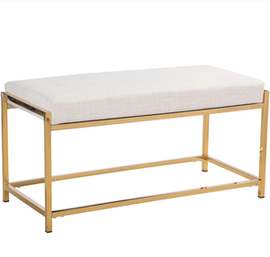 Living Room Sofa Set <strong>Velvet</strong> Pouf <strong>Footstool</strong> Ottoman Bench Tufted Navy <strong>Blue</strong> <strong>Velvet</strong> Bench with Gold Legs - Product Image 6