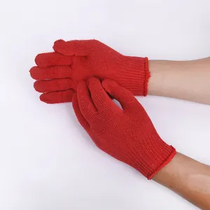 Guanto di fabbrica personalizzato a buon mercato per tutti gli usi in maglia di cotone rosso guanto guanti resistenti all'usura antiscivolo