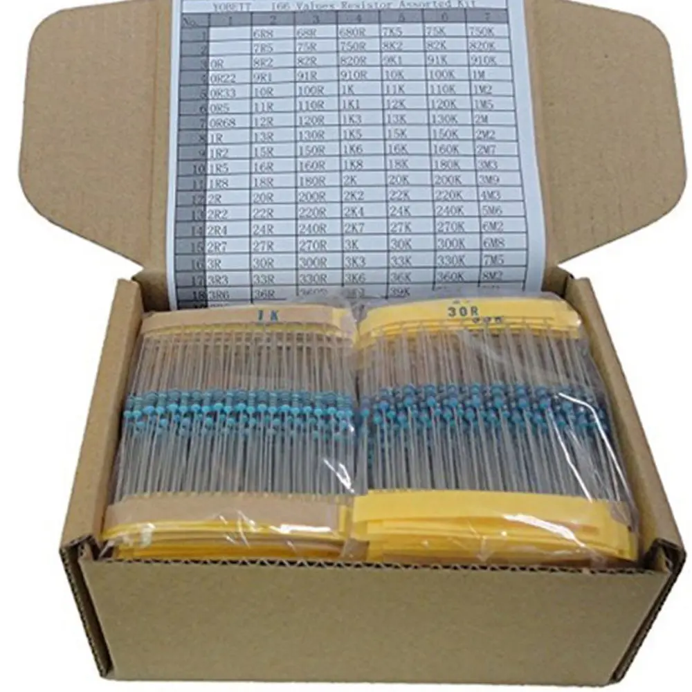 2600ピース/ロット130 Values 1/4W 0.25W 1% Metal Film Resistors Assorted Pack Kit Set Lot Resistors Assortment Kits Fixedコンデンサ