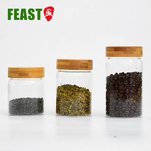 Juego de <span class=keywords><strong>botes</strong></span> de cocina apilables, 4 frascos de vidrio transparente, tapa de bambú hermética para el hogar - Product Image 2