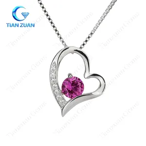 Heart shape ruby pendant with 925 sliver for necklace