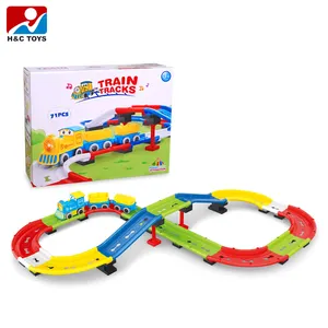 Plastique 71 pièces blocs de construction jouet électrique train piste HC395790