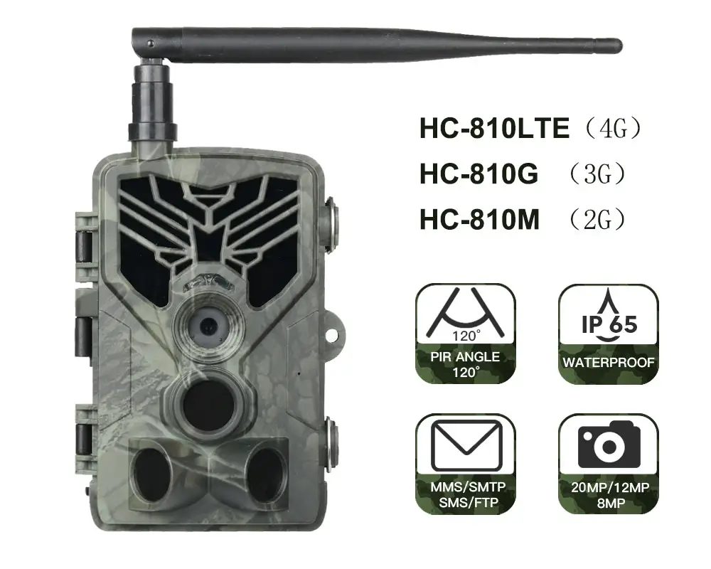 2G 사냥 카메라 무선 1080P MMS SMTP SMS 방수 적외선 야간 투시경 야생 동물 트레일 카메라 HC-810M