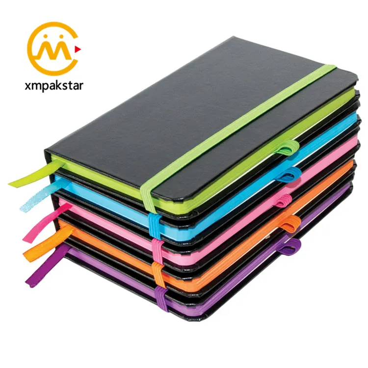 Custom printed colorful PU leather notebook notepad diary note book with elastic band