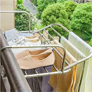 Fenêtre de balcon en acier inoxydable pliable, support de séchage de tissu Non automatique, support de séchage manuel pour vêtements, supporte un poids de 15kg