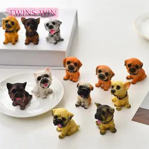 Hot sale crafts Simulated animals 12pcs dogs creative animal ornaments cute small crafts for car