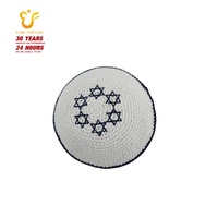 Logotipo personalizado tejido a mano 100% algodón judío Kippot Kippah Crochet Kippa Yamulka Skull Cap Hat para hombres listo para enviar