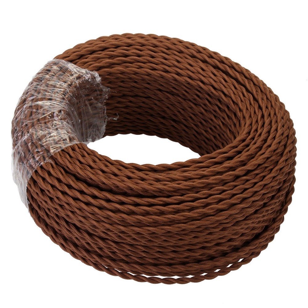 Coloré Rond Textile Tressé Câble Décoratif Tissu Coton Fil Électrique pour Edison Lampe et Suspendus Pendentif Éclairage