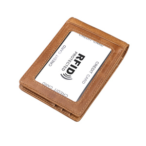 RFID Blocco Tedesco 100% del cuoio genuino degli uomini del raccoglitore del supporto di carta sottile con i <span class=keywords><strong>soldi</strong></span> della clip