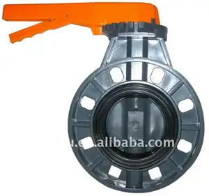 pvc-u orange handle butterfly valve EPDM seat SS304 shaft flange connection