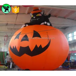 3m di Halloween Zucca Gonfiabile Su Misura di Zucca Gigante Gonfiabile Con Gatto Nero A2982