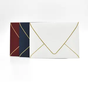 Europe Luxury Wholesale Business Invitation Printed Iridescent Gold Foil Trim Covers Custom Paper Envelopes