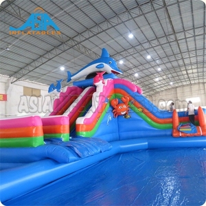 Parco Acquatico Gonfiabile Commerciale Mobile per Terreno e Acqua con Scivolo e Piscina - Product Image 2