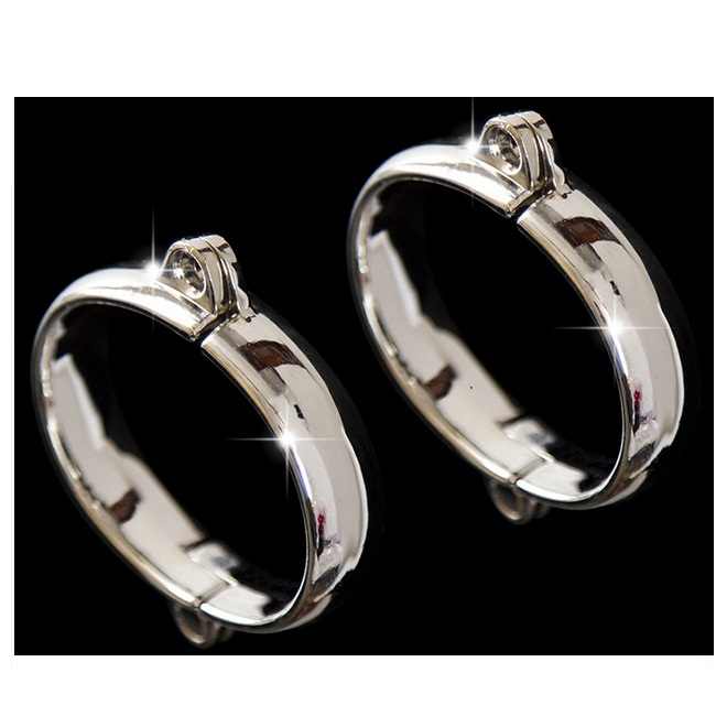 Sadomasoquismo para adultos, esposas de Metal de acero inoxidable, Sexy, para tobillo, con cerradura, para hombre y mujer