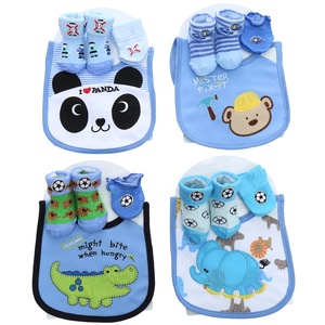 3 in 1 100% 순면 아기 양말, 턱받이 및 장갑 세트 - Product Image 4