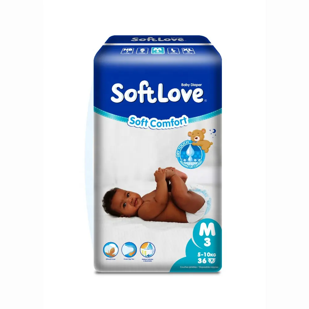 Softlove toptan M 36'S hipoalerjenik eko dostu plastik bebek bezi