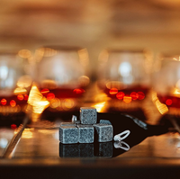 Caja de Madera Reutilizable para Bar, Cubos de Whisky de Granito para Enfriar Bebidas, Set de Regalo para Hombres