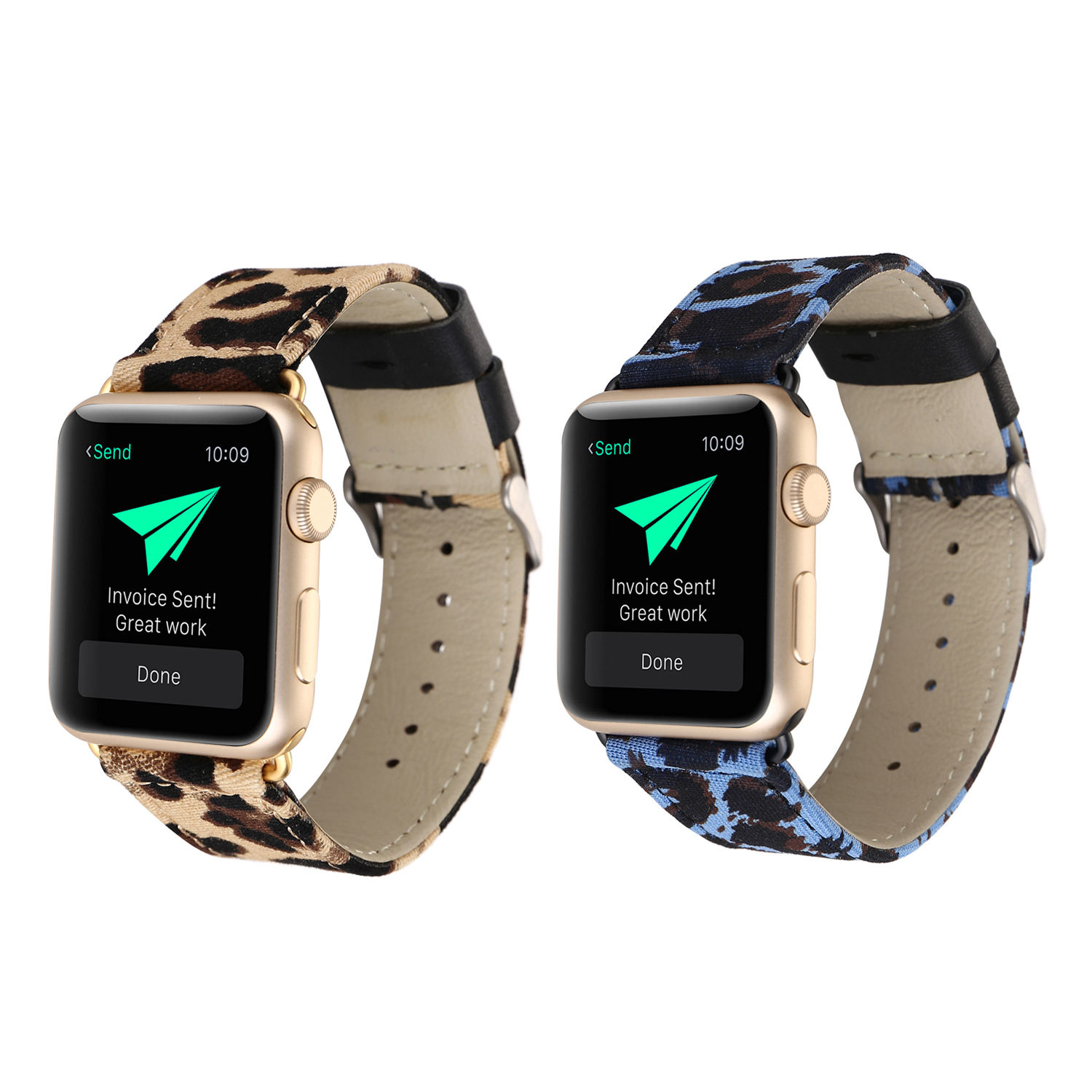 Leder armband mit Leoparden muster für Apple Watch Damen Echtes