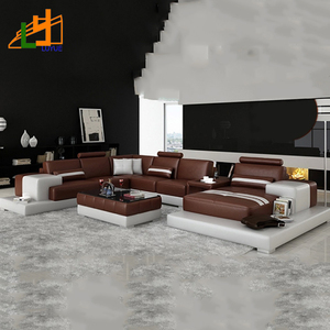 Vente chaude de luxe 6 places canapé ensemble en cuir véritable moderne nouveau design canapé d'angle avec de stockage - Product Image 1