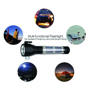 Sạc Dự Phòng Đi Bộ Đường Dài Cắm Trại Ngoài Trời Đa Năng <span class=keywords><strong>5</strong></span> Trong <span class=keywords><strong>1</strong></span> Đèn Pin Sạc USB Năng Lượng Mặt Trời Kèm Búa An Toàn Và La Bàn - Product Image 6