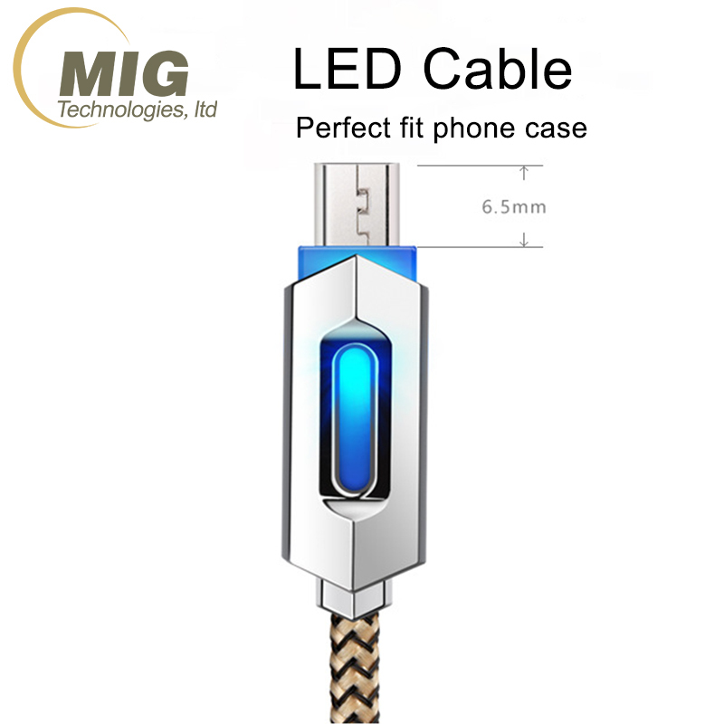 LED Tressé Micro USB Câble de Charge Android Câble pour Galaxy S7/S8 téléphone mobile câbles de Données 2A charge rapide soutien