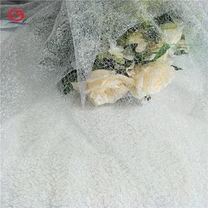 100D poliestere lavorato a maglia pizzo argento mess tulle tessuto di maglia per abiti da sposa