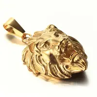 Uomini di alta qualità gioielli in acciaio inox oro testa di leone pendente