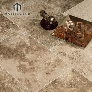 hot sale flooring design natural stone coffee brown turkish travertine tile