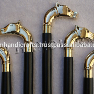 Handmade Wooden <b>Walking</b> <b>Stick</b> with Brass Horse Derby <b>Handle</b> / Wooden <b>Walking</b> Canes with Designer Brass Horse <b>Handle</b> - Product Image 2