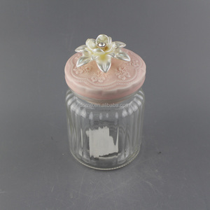 Flores al por mayor tapa de cerámica tarro de <span class=keywords><strong>cristal</strong></span> frasco de vidrio hermético - Product Image 2