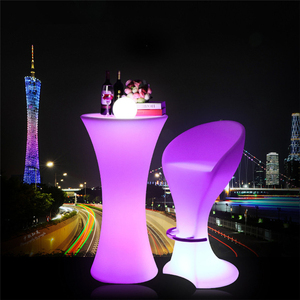 Modern Designed Mobile Luminous LED Lights Battery Powered <strong>Mini</strong> Glowing <strong>Bar</strong> Cocktail <strong>Table</strong> &amp; Chairs for Outdoor Parties Parks