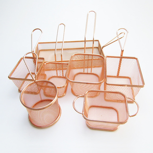 WELAND Panier de service carré de haute qualité couleur or rose pour <span class=keywords><strong>la</strong></span> cuisine, idéal pour les frites et les chips - Product Image 6